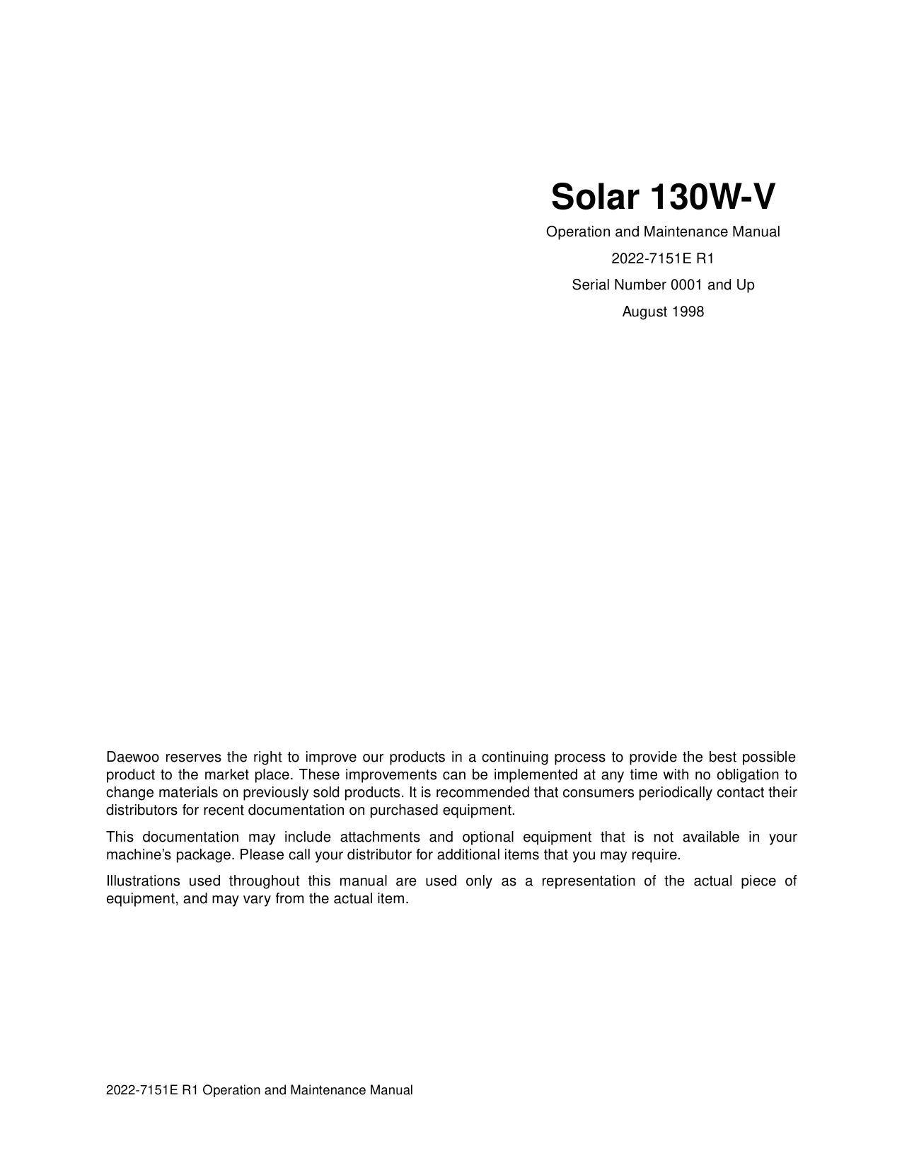 Solar S130W-V operation and Maintenance Manual